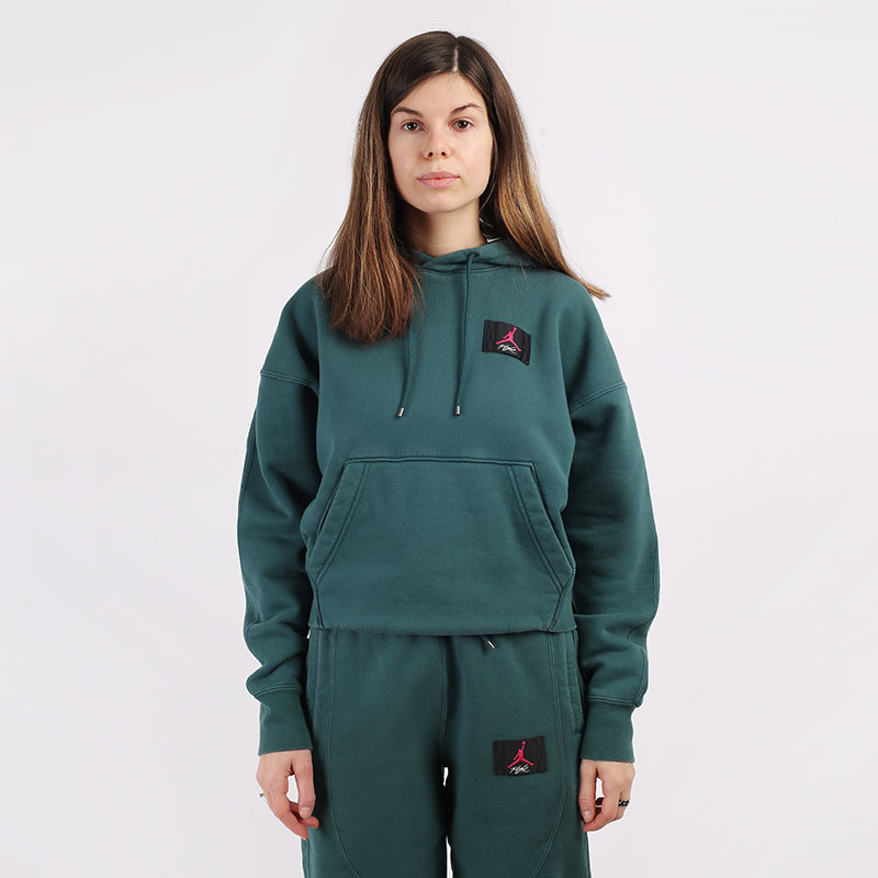 женская зеленая толстовка Jordan Flight Fleece Pullover Hoodie CV7737-300 - цена, описание, фото 3